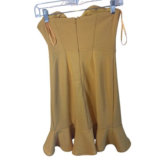 Saint + Secrets Dressy Gold Romper S Ruffle Scalloped Cocktail One-Piece Holiday - Picture 2 of 6